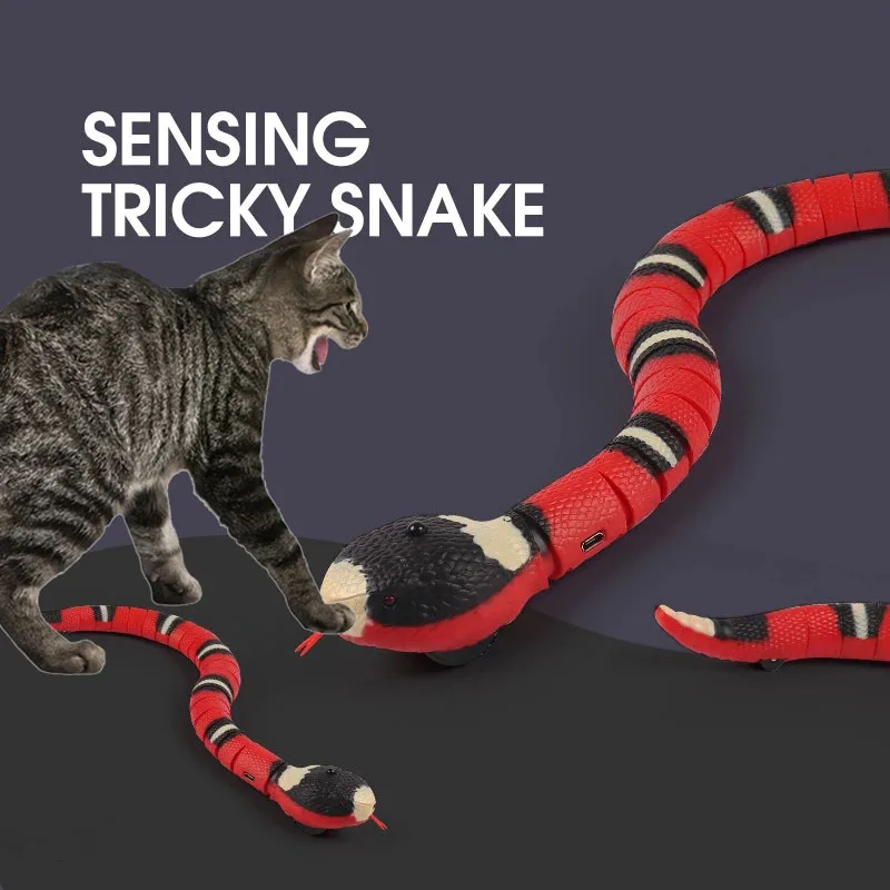 

Smart Sensing Interactive Cat Toys Automatic Eletronic Snake Cat Teasering Play USB Rechargeable Kitten Toys for Cats Dogs Pet