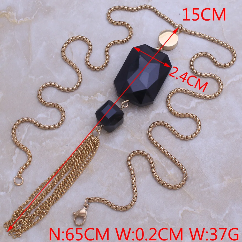 Мода из нержавеющей стали ювелирные изделия золота Цвет квадратный черный кулон