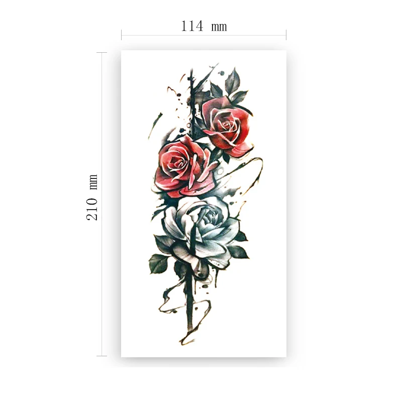 

Temporary Tattoo Stickers Realistic Rose Peony Flowers Design Fake Tattoos Waterproof Tatoos Legs Arm Large Size for Women Girl