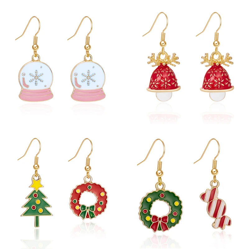 

Christmas Drop Earrings For Women Santa Claus Snowflake Bells Elk Candy Dangle Earring Girls Xmas New Year Party Jewelry Gift