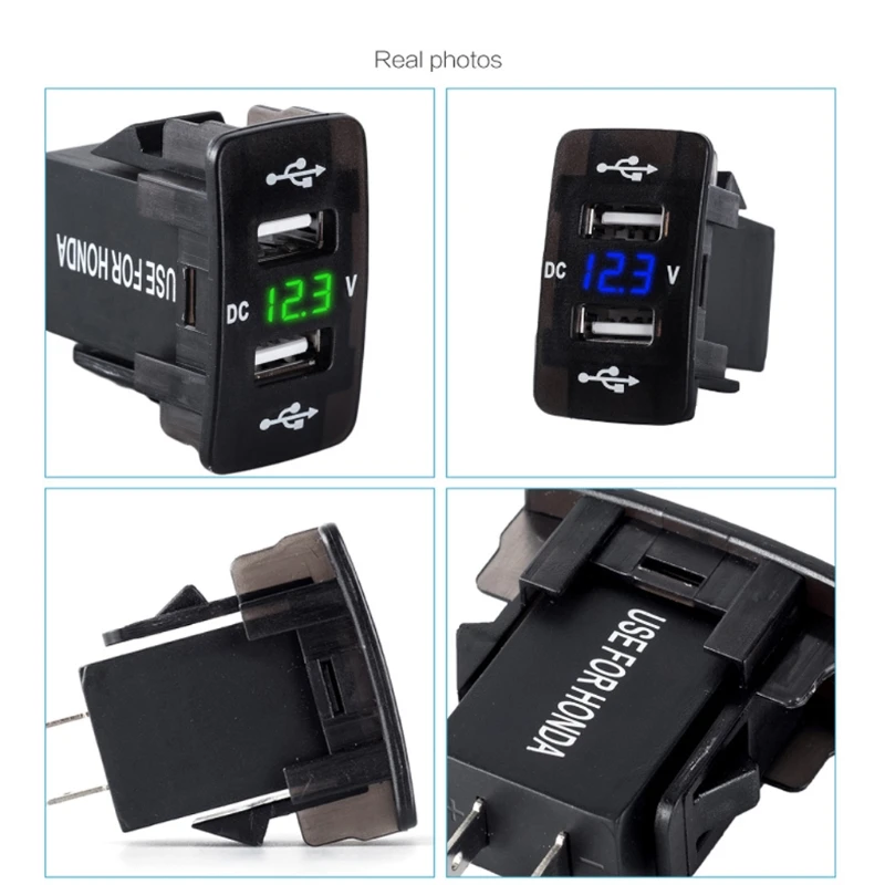 dc 12v 24v dual usb car charger socket digital led voltmeter meter monitor power adapter for honda free global shipping