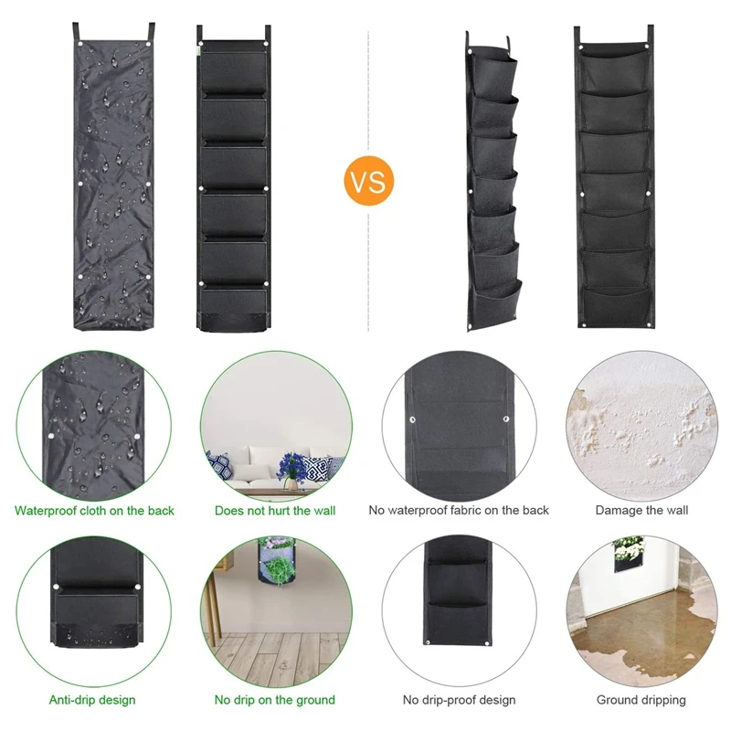 Вертикальный настенный садовый рисовый плантатор с 6 карманами подвесное