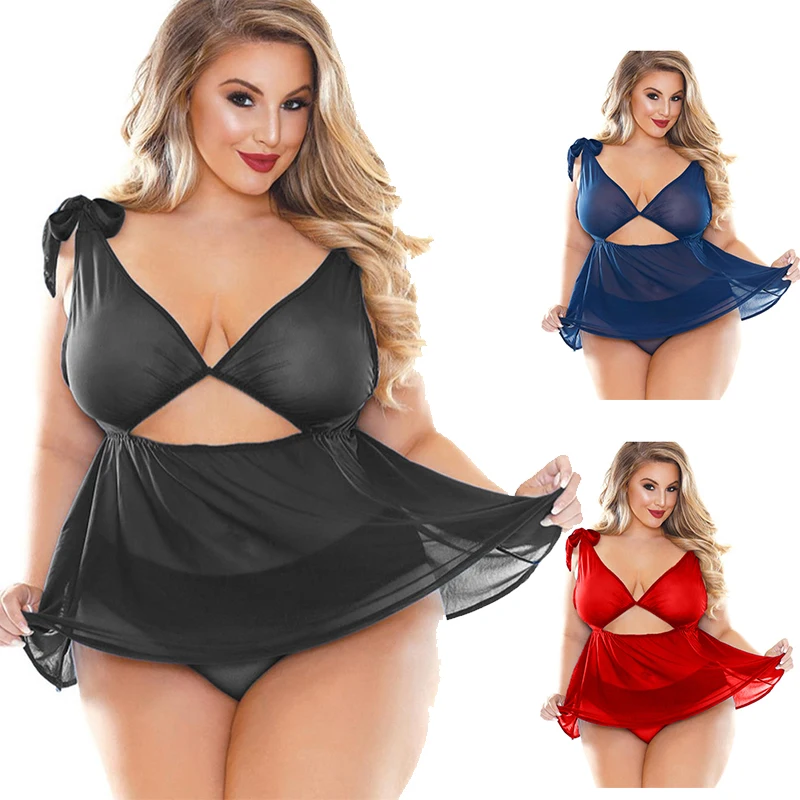 Женское нижнее белье размера плюс 4xl 5xl 6xl с глубоким v-образным вырезом прозрачное