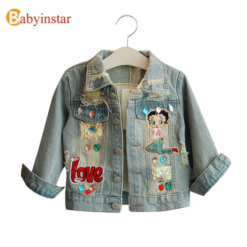 Babyinstar/модный детский джинсовый костюм для девочек; Верхняя одежда и пальто для девочек; новая весенняя одежда; детская куртка; топы для детей