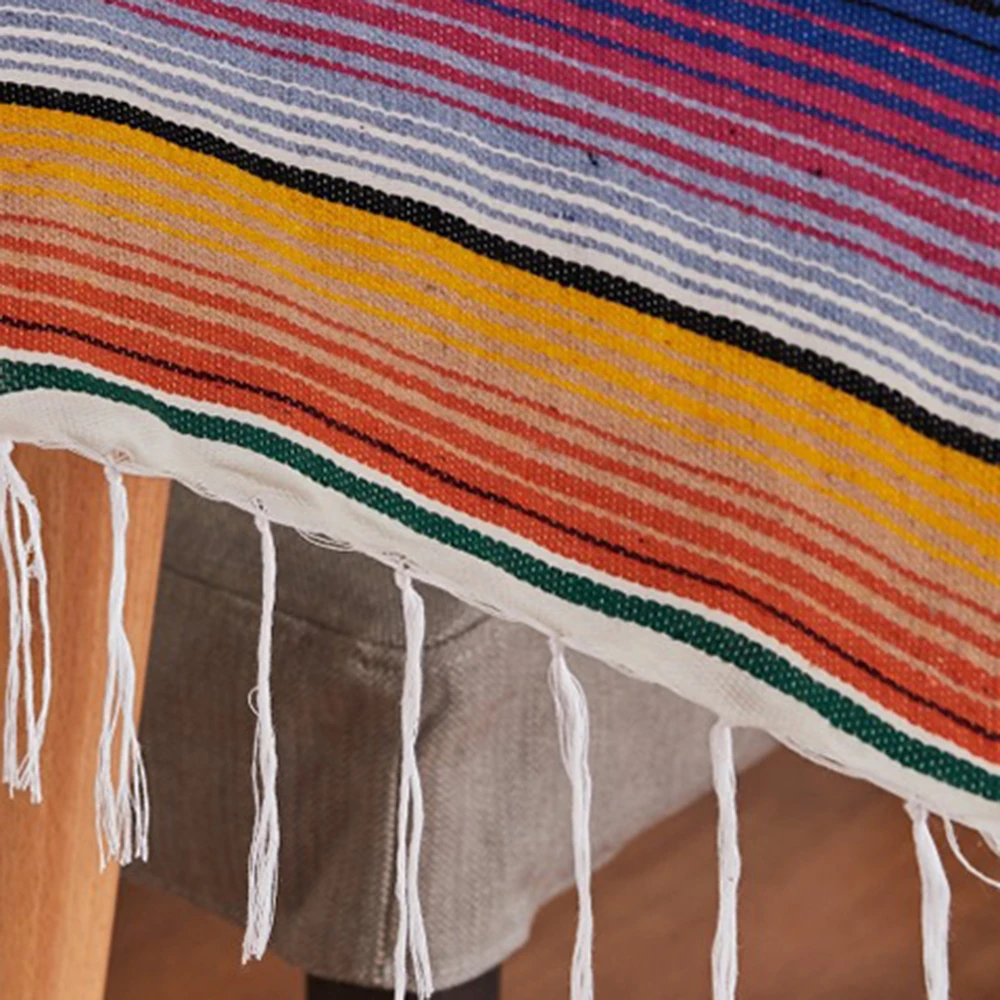 Хлопок мексиканский стол флаг одеяло Радуга полосковый волновод Тканое