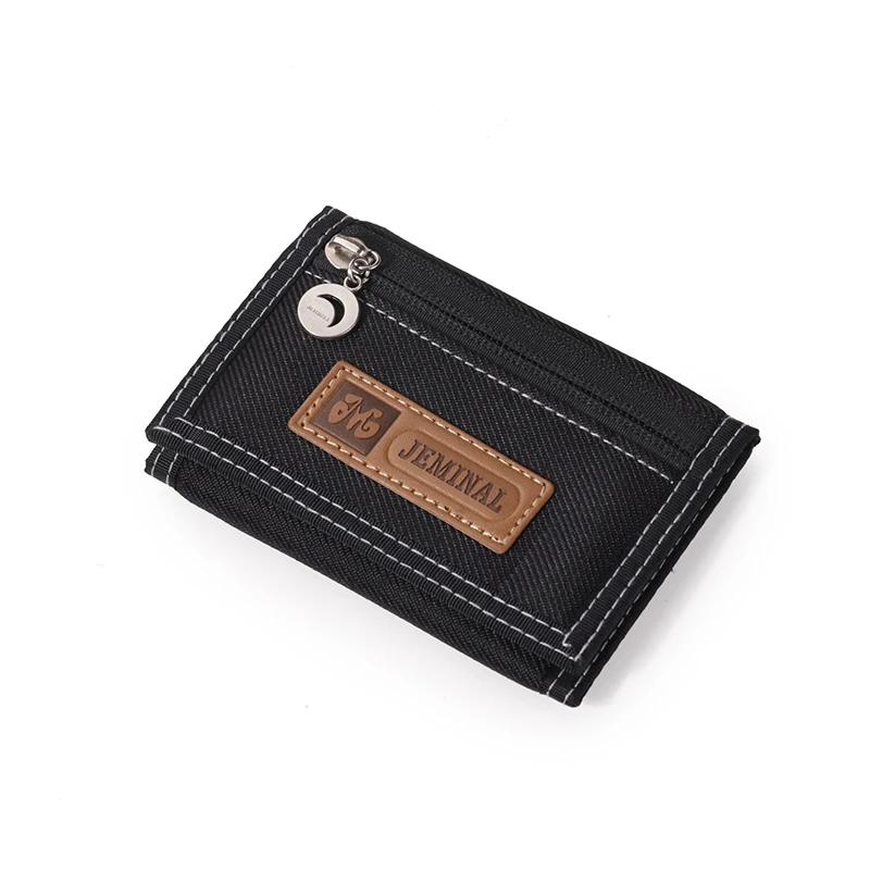 

Mens Trifold Short Wallet With ID Window Simple Velcro Card Holder Bag Children's Canvas Small Pocket Coin Purse