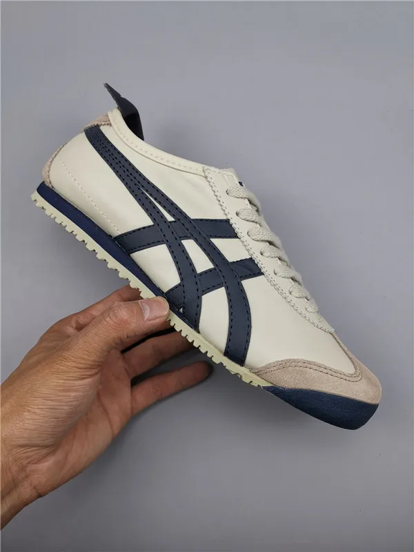 

Authentic THE ONITSUKA Men's/Women's Sports Shoes Outdoor Leather Upper Sneakers Beige/Navy Blue Color Size Eur 36-44