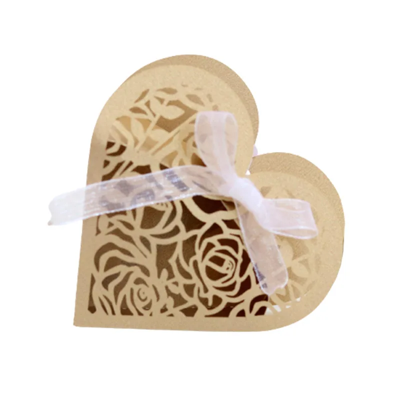 50 шт Розовое и цветок Лазерная резка свадебные подароки Сувениры Коробка DIY полый