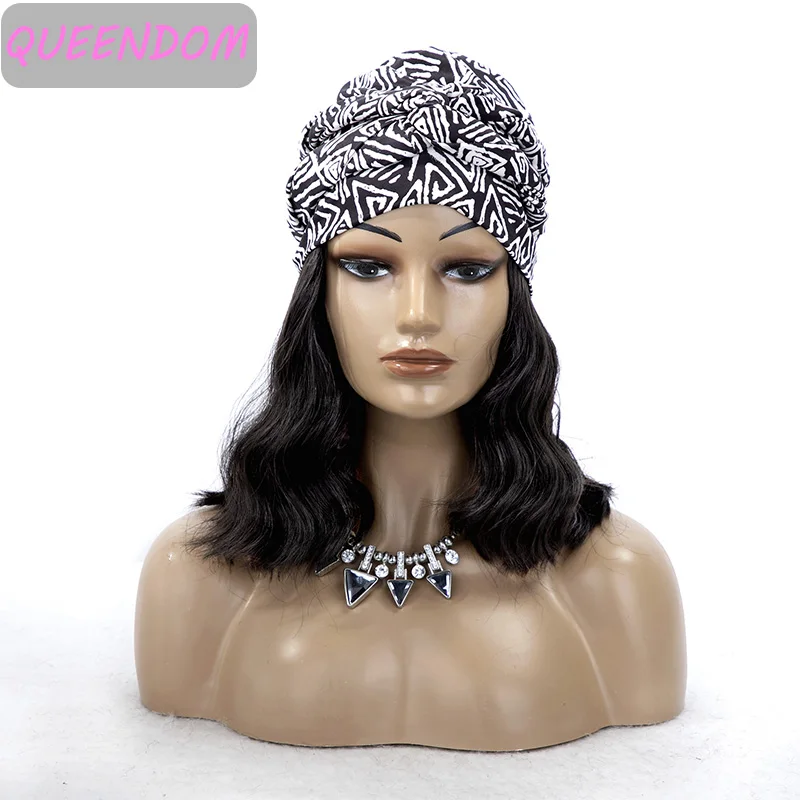 

Synthetic Wave Headwraps Women's Wigs 10 Inch Water Wave Short Wig with Scarf Natural Heat Resistant Daily Cosplay Head Band Wig