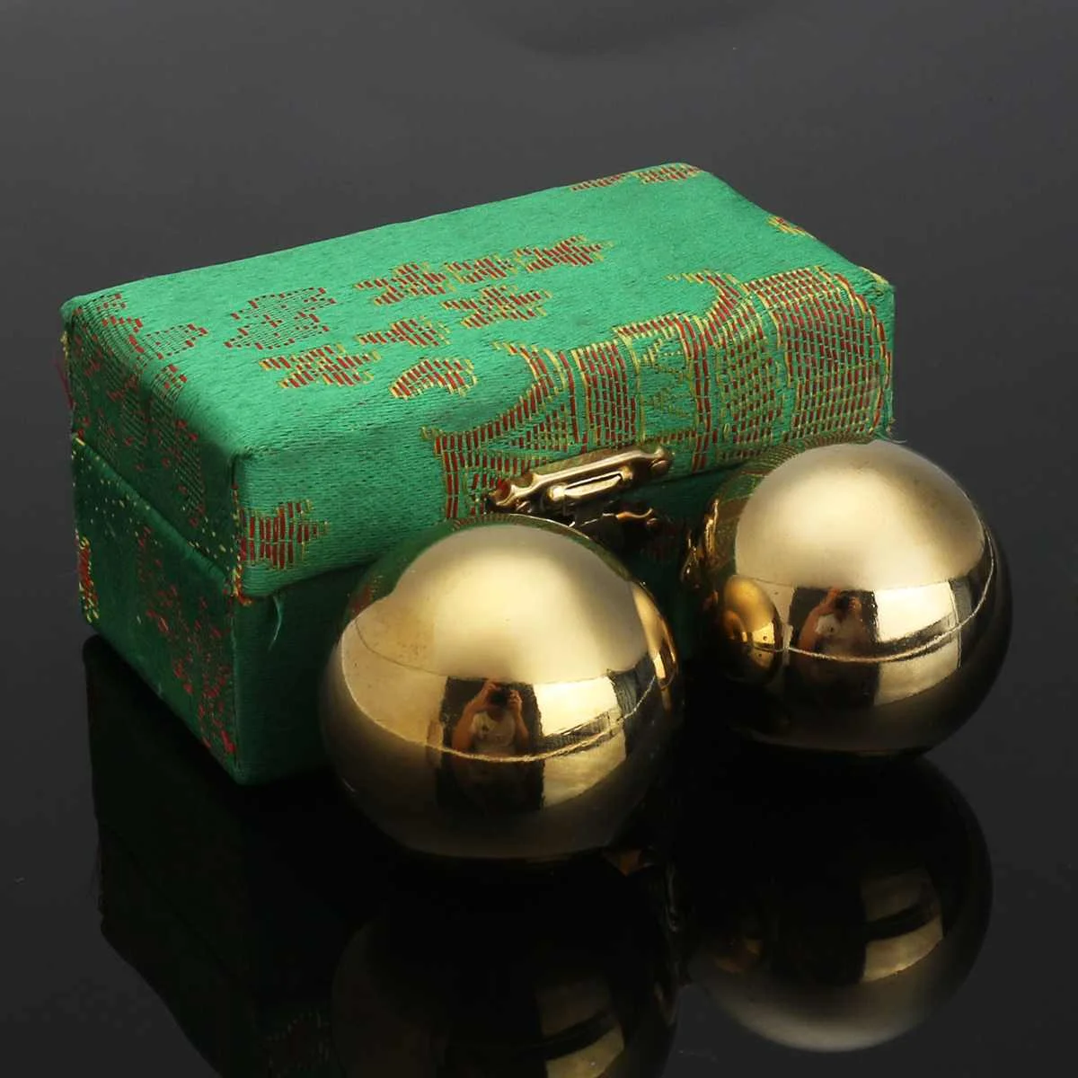

2 шт 42 мм Диаметр металлические шарики baoding с кольцом Тон Фитнес китайские шары для здоровья массаж рук мяч случайный цвет коробка