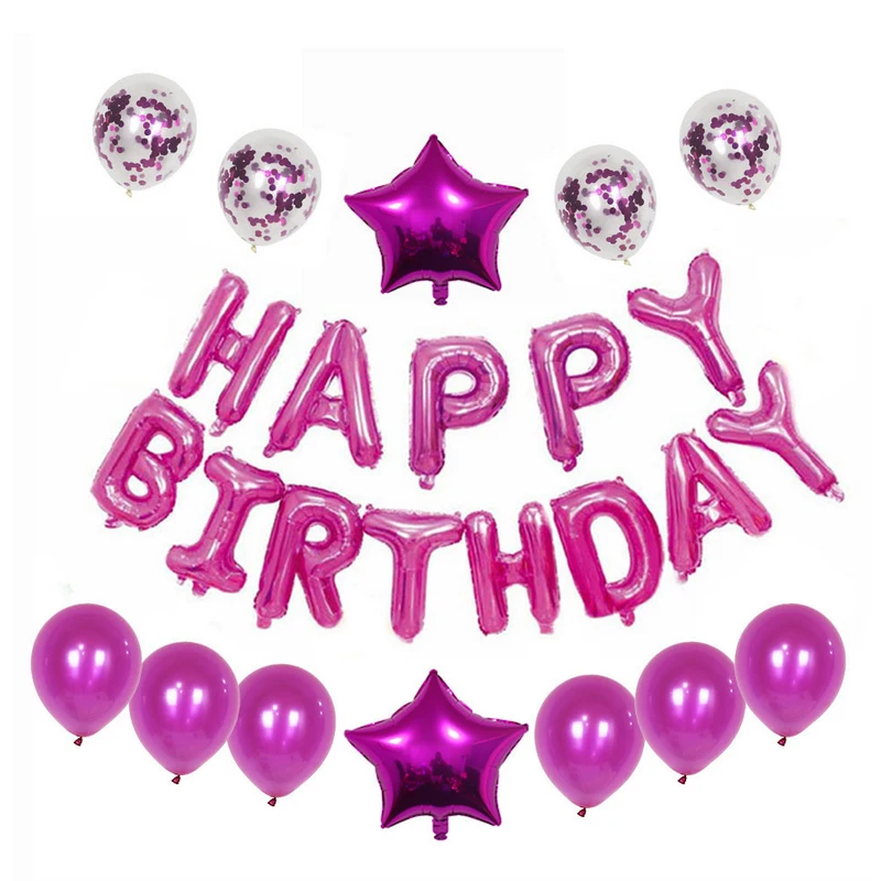 

13pcs/set Birthday Party Decoration Rose Gold Aluminum Film Latex Five-Pointed Star Balloon Anniversary