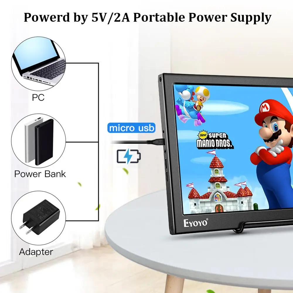 Портативный игровой монитор Eyoyo 13 3 дюйма HDR IPS двойной HDMI дисплей Raspberry pi 1080P со
