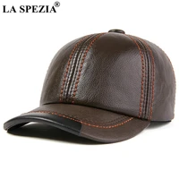 la spezia baseball cap men genuine leather sheepskin snapback male high quality brown black autumn winter mens hats and caps