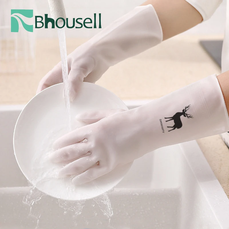

PVC Translucent Waterproof Rubber Dishwashing Gloves Kitchen Bathroom Durable Cleaning Tools Gloves Kitchen Accessories