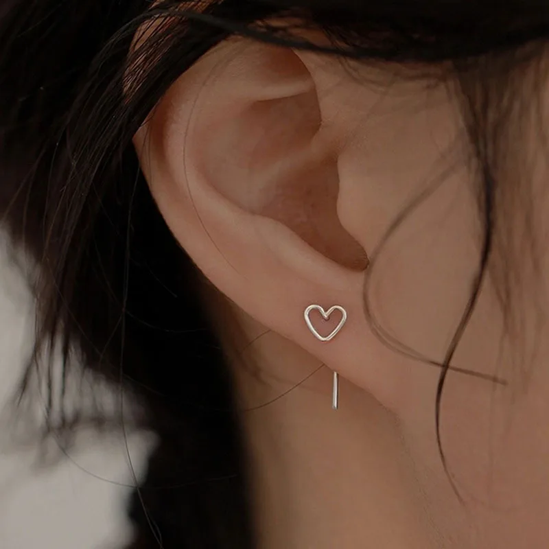 

FMILY Minimalist 925 Silver Needle Hollow Peach Heart Earrings Elegant Light Luxury Exquisite Love Jewelry for Girlfriend Gift