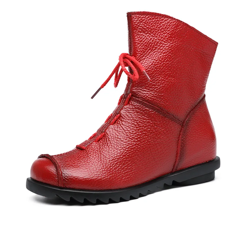 

Genuine Leather Women Winter Boots Fashion 2022 New Mid Calf Boot for Women Non Slip Rubber Zipper Fur Boots Warm Ladies Shoes