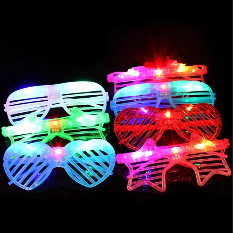 2022 New LED Flashing Blinking Glasses Kids Adults Light Up Love Heart Shutter Blinds Eye Halloween Glow Party Supplies | Дом и сад