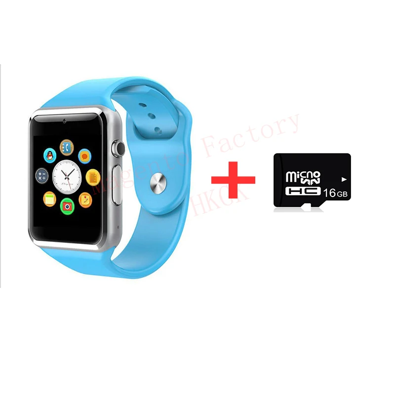 Blue add 16TD Card A1 Смарт-часы Bluetooth наручные спортивные часы SIM TF телефон наручные часы камеры для Apple iPhone Android samsung мужчины Wach - Цвет: Blue add 16TD Card