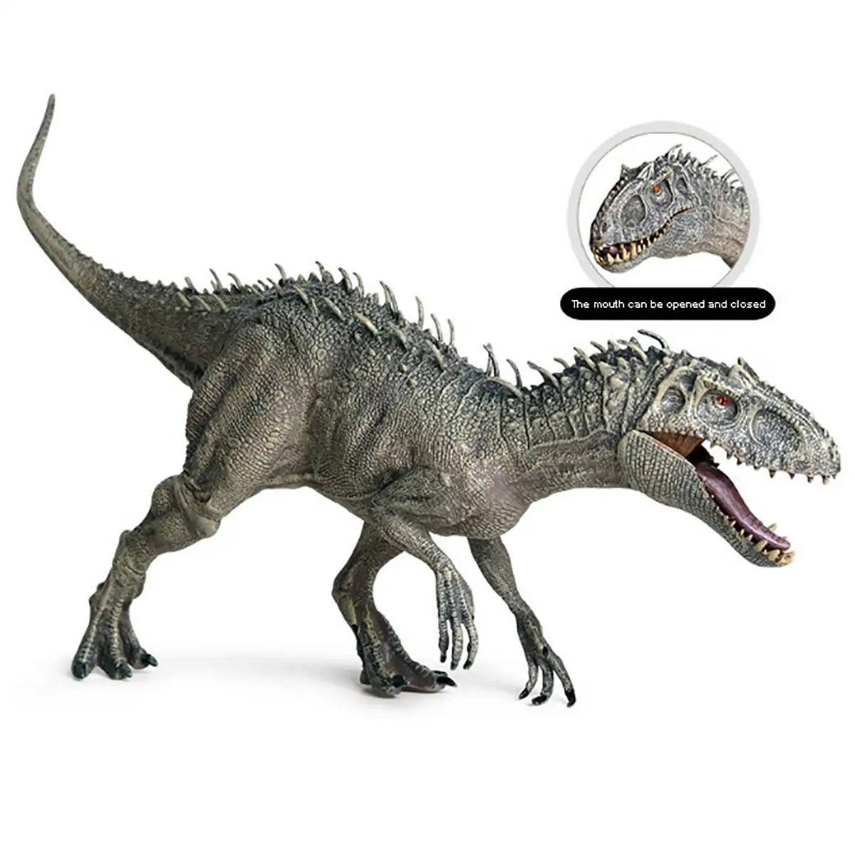 

2020 New 34x8x15cm Jurassic Indominus Rex Action Figures Open Mouth Savage Tyrannosaurus Dinossauro World Animals Model Kid Toy