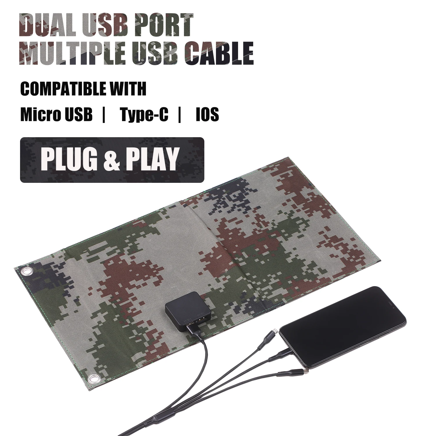 120 Вт 12 В монокристаллическая складная солнечная панель с двумя выходами USB