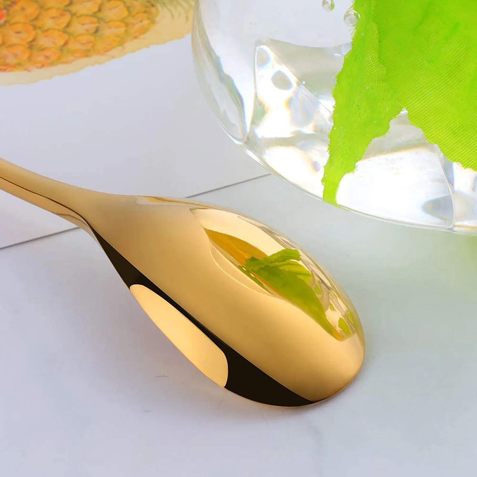 

8pcs Long Handle Coffee Scoops Metal Black Golden Teaspoon Stainless Steel Mini Cake Ice Cream Spoon Dessert Food Spoons