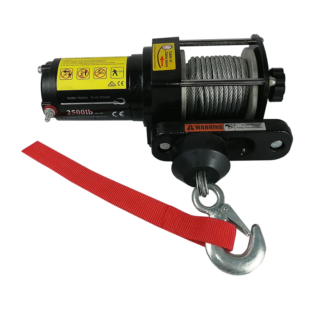 12V/24V Electric Winch 2500LB Wire Rope Portable Off-Road Detachable Electric Winch