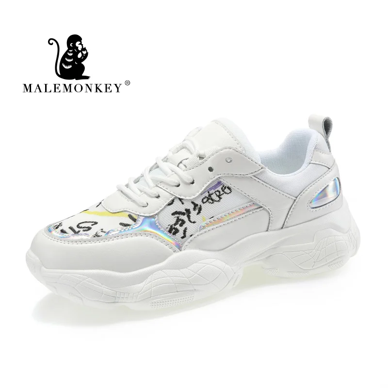 Женские кроссовки на платформе удобные дышащие плоской подошве со шнуровкой и