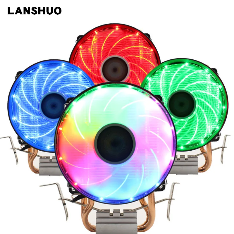 Кулер для процессора со светодиодной RGB подсветкой 2 тепловые трубки 12 В кулер