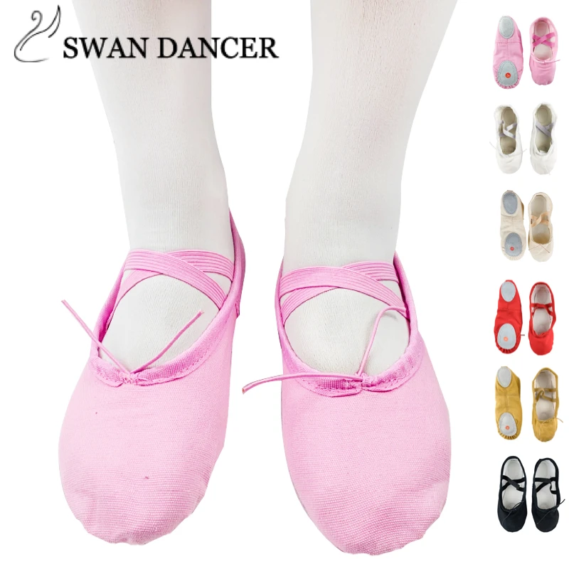 SwanDancer/детская балетная обувь Парусиновые балетки Танцевальные шлепанцы с