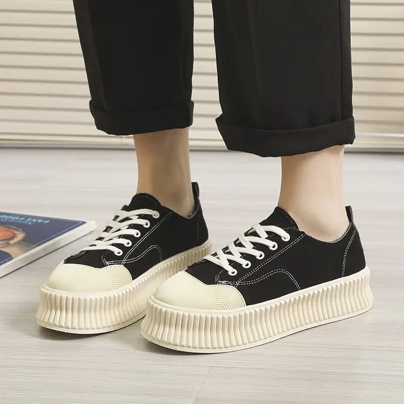 

Round Toe Small White Shoes Wedge Basket 2021 Casual Female Sneakers Clogs Platform Sports New Creepers Cross Summer PU Leisure