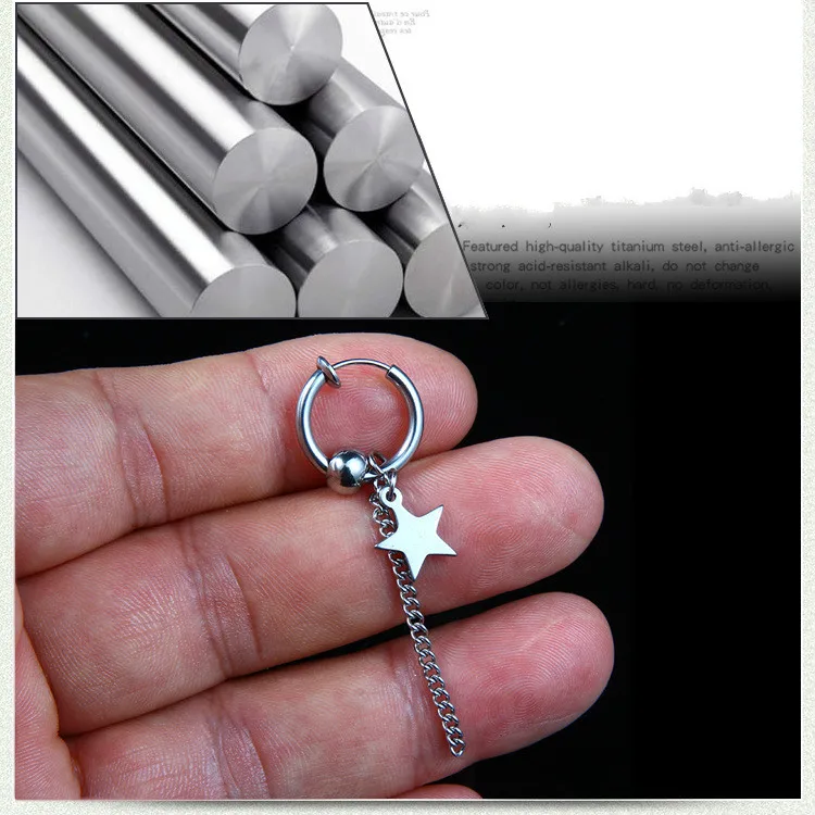 Модная новинка хип хоп без проколов ушей пятиконечная звезда Длинная кисточка