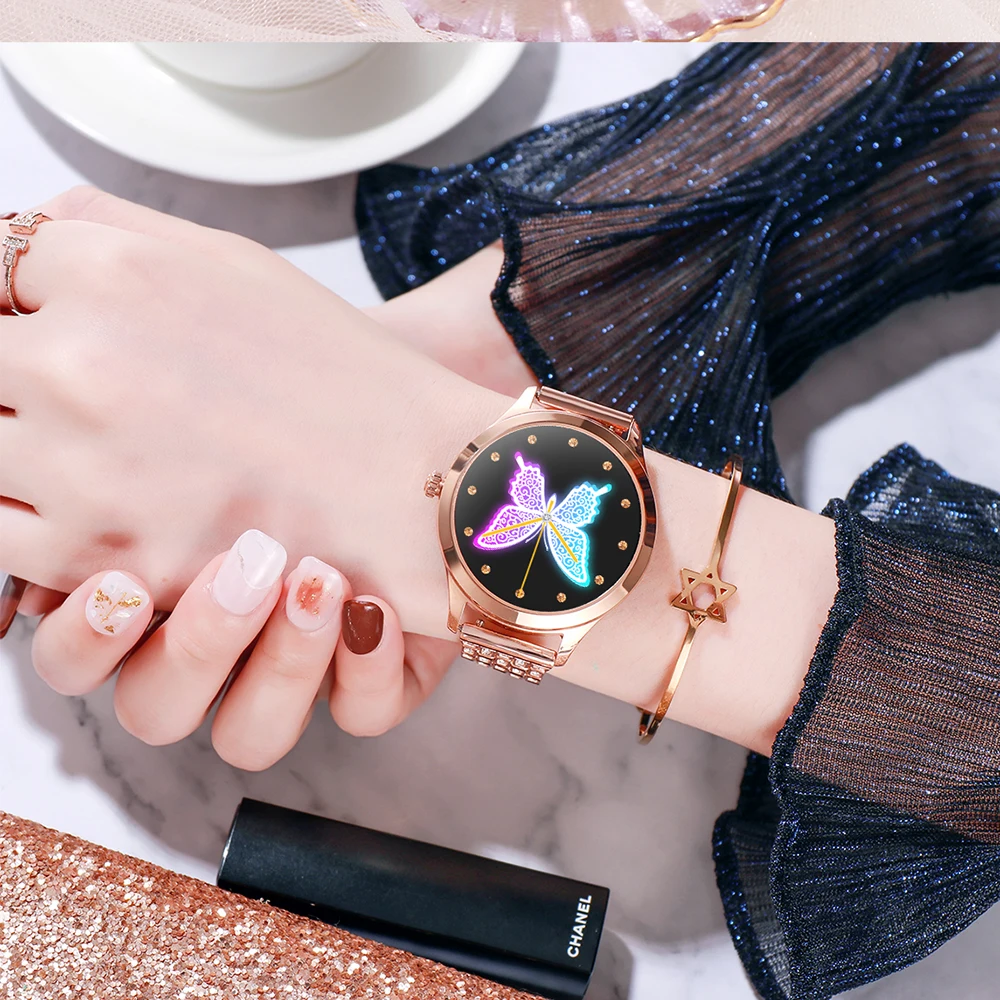

Luxury Women Smart Watch Heart Rate Monitor Fitness Tracker Bracelet Full Round Screen Waterproof Smartwatch for Android Ios