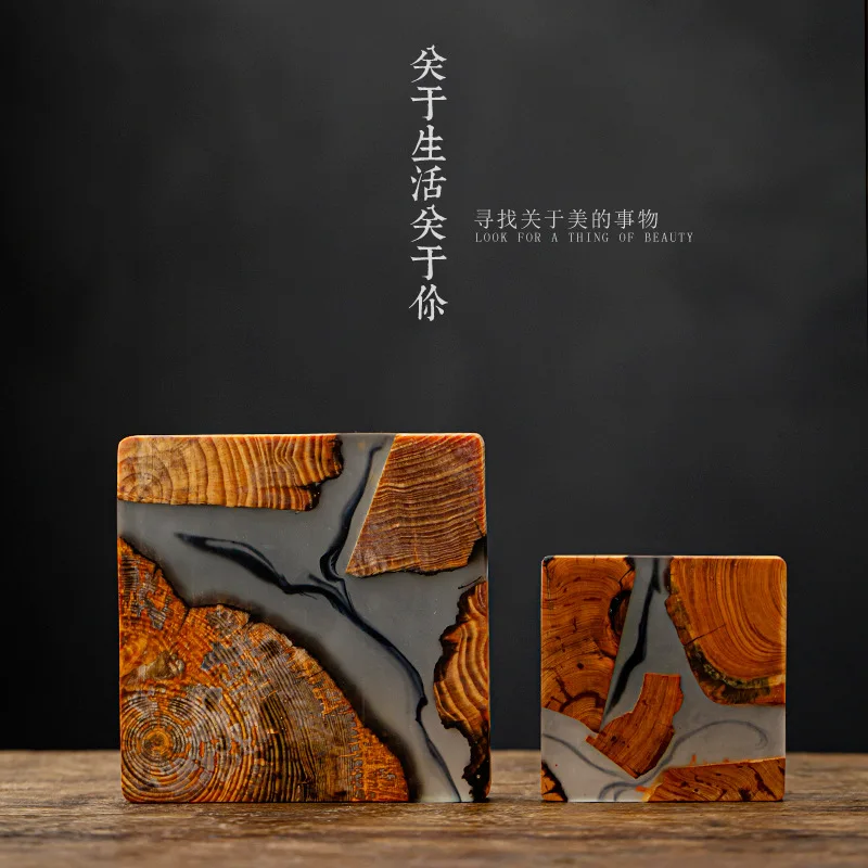 Resin Insulation Pad Japanese Solid Wood Tea Coaster Simple Cup Holder Creative Gasket Ceremony Spare Parts | Дом и сад