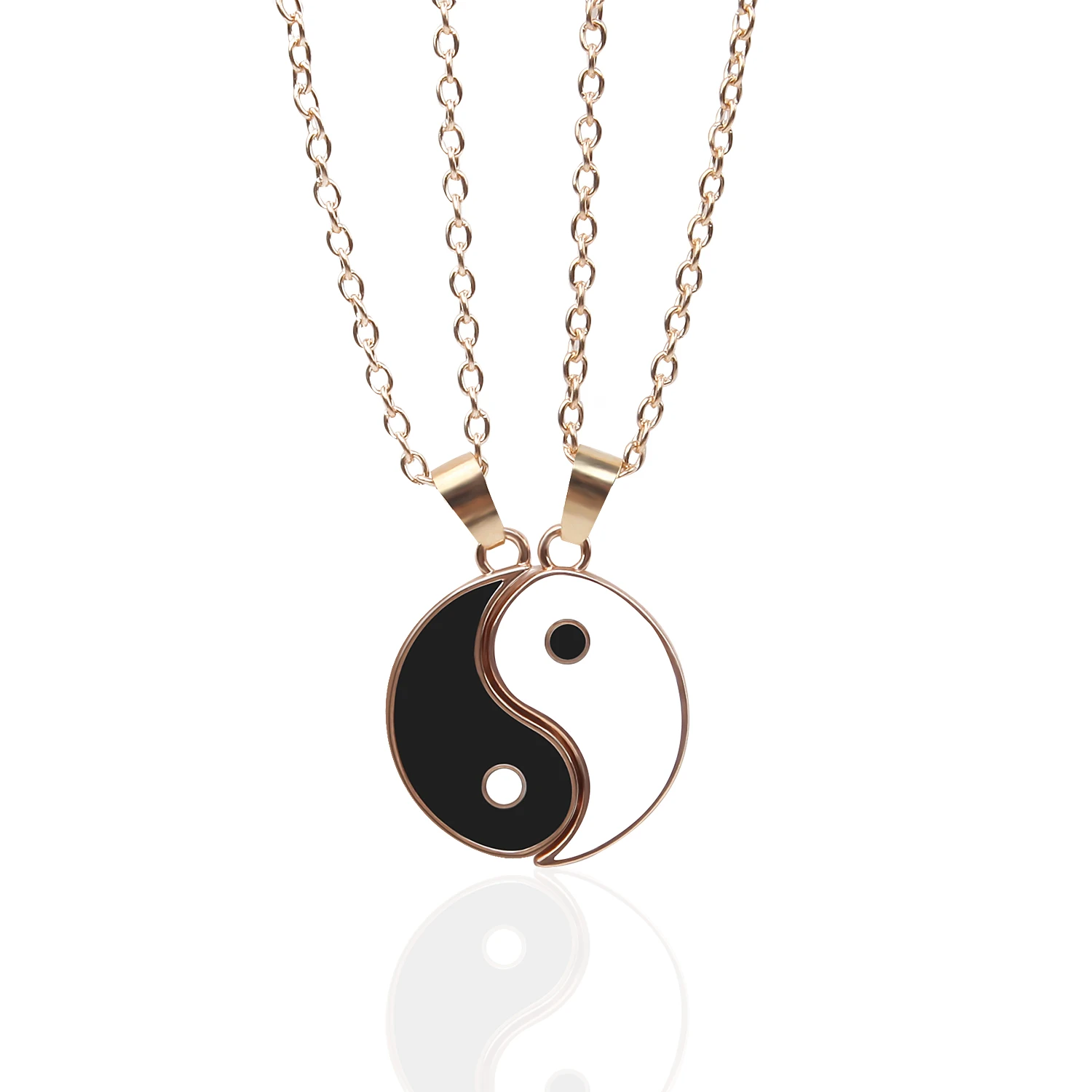 

2Pcs/Set Gold Sliver Alloy Yin Yang Pendant Puzzle Piece Necklace Birthday Jewelry Gifts for Couple or Best Friends Unisex
