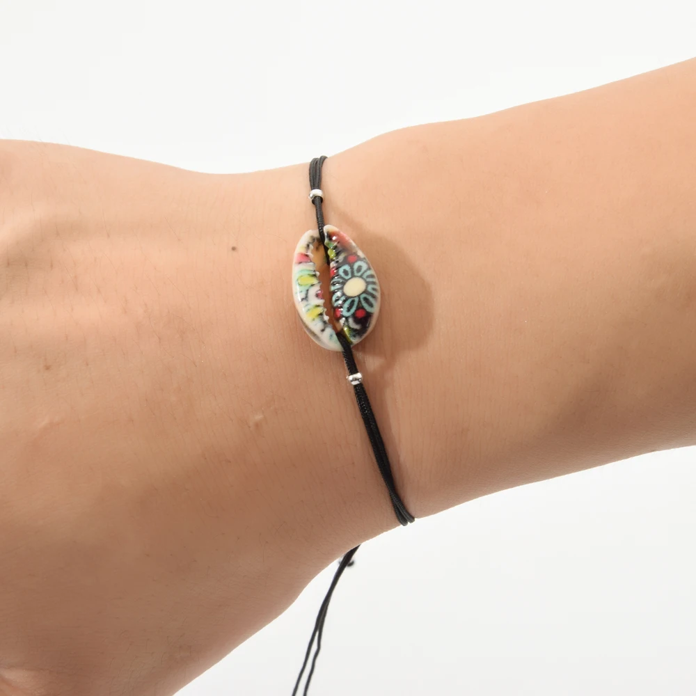 12 шт./компл. Женский комплект браслетов с подвесками из разноцветных ракушек