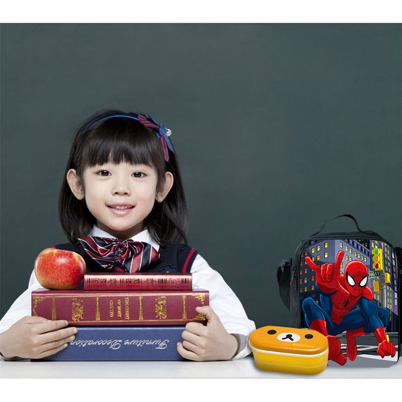 MARVEL children Lunch Bag Anime Cartoon fashion Insulation meal bag Boys Girls Portable bag kids gift Variety of options