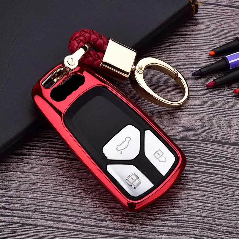 

TPU Car Remote Key Case Cover For Audi A4 A5 A4L 8S 2017 2016 S5 B9 Q5 Q7 TT TTS Protective Keyless Fob Shell Holder Accessories