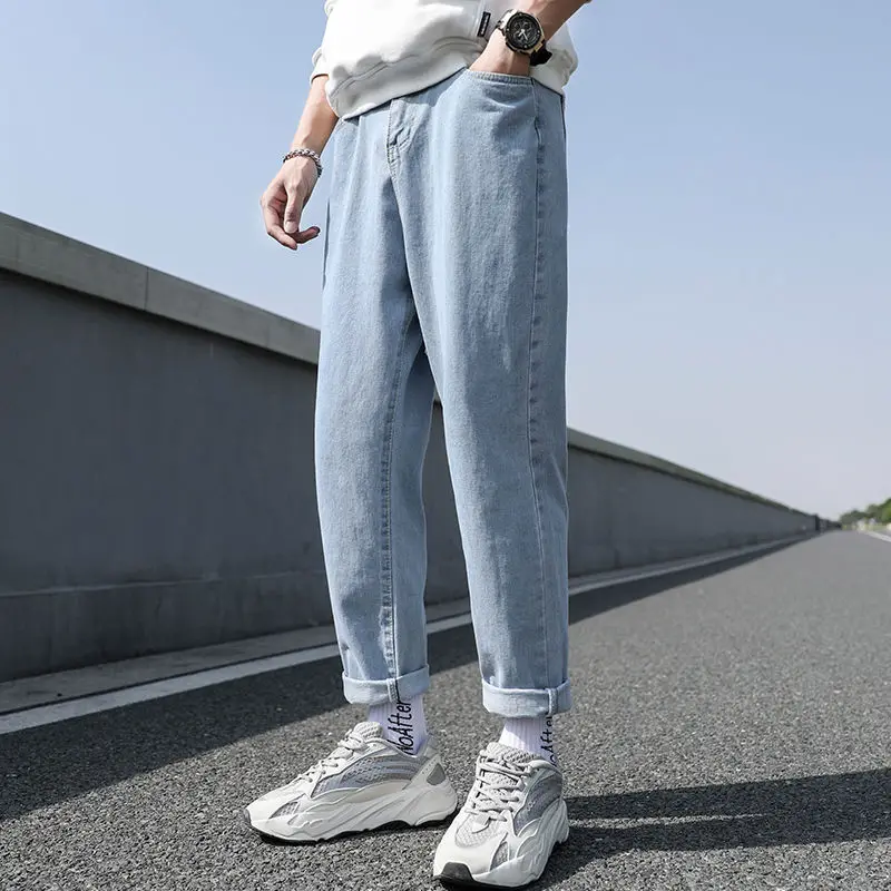 

New Loose Men Jeans Male Trousers Simple Design High Quality Cozy All-match Students Daily Casual Straight Denim Pants