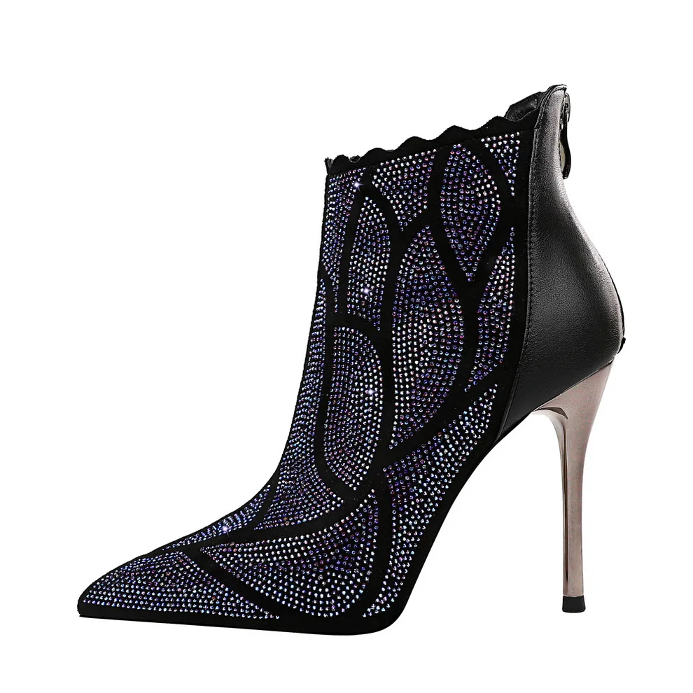 BIGTREE 2021 новые женские сексапильные ботинки на высоком каблуке с украшением в виде