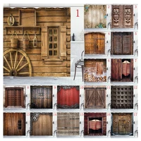 ancient wagon wheel rustic wooden vintage lantern window and buckets picture bathroom shower curtain set with hooks