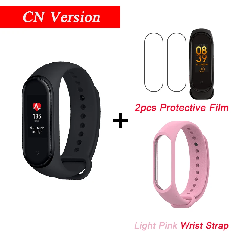 CN Add 2Film Light P Xiaomi mi Band 4 Smart mi band 4 водонепроницаемый пульсометр фитнес 135 мАч Bluetooth 5,0 50 м цветной экран - Цвет: CN Add 2Film Light P