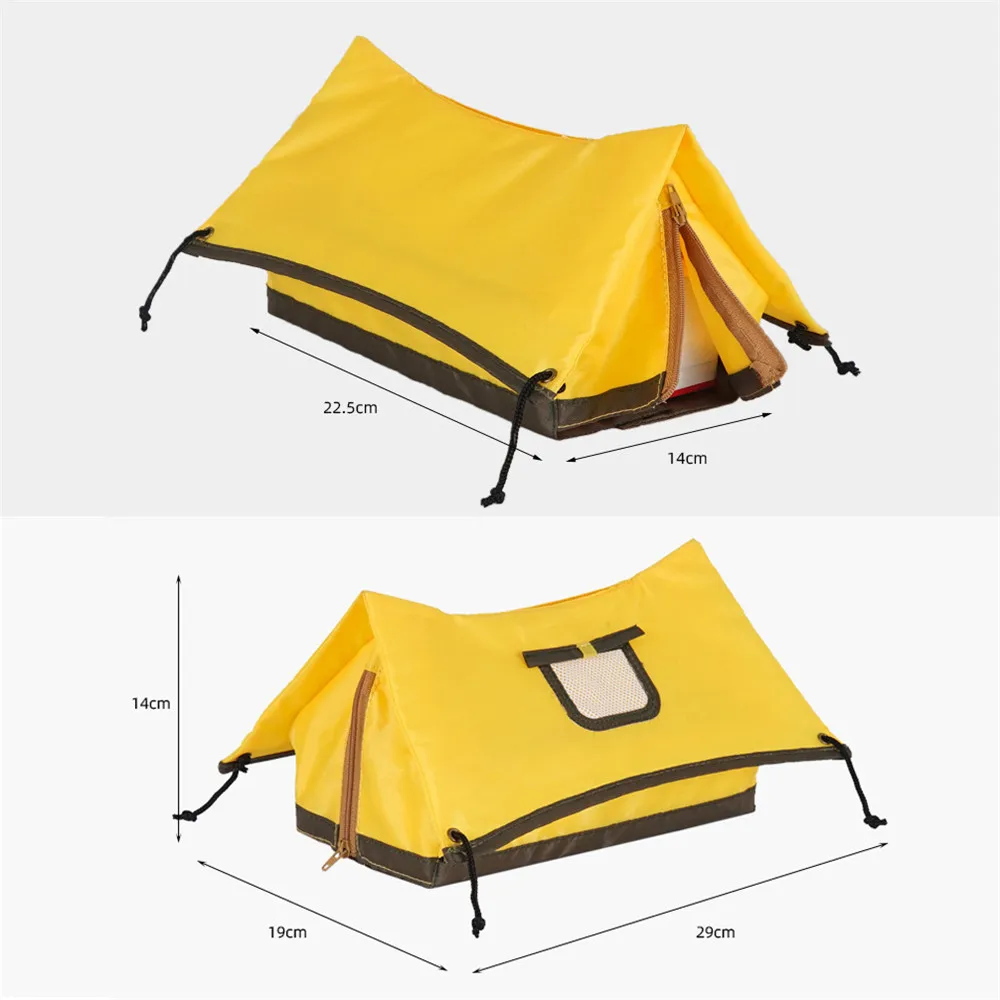 

Camping Tissue Box Creative Polyester Foldable Tent Shape Velcro Zipper Outdoot Picnic BBQ Car Home Draw Paper Storage Bag Case