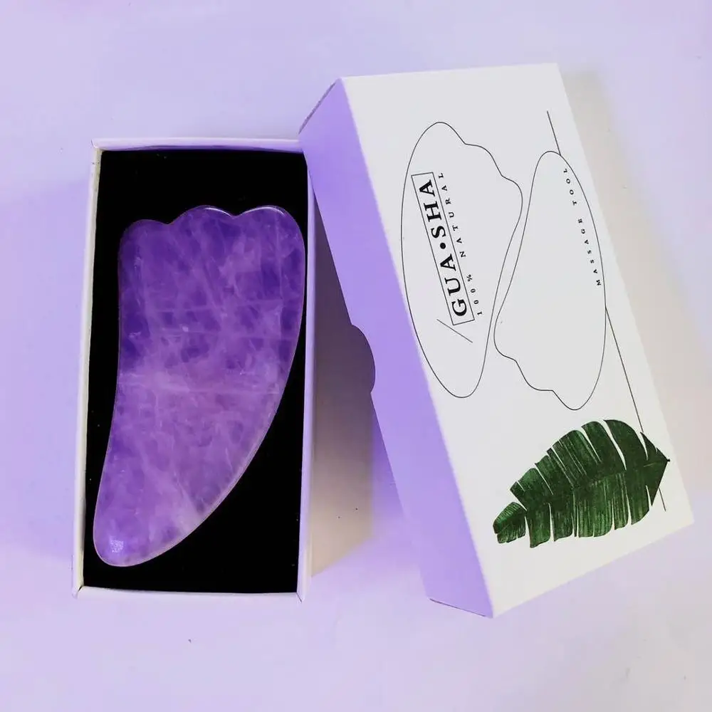 Инструмент Gua Sha с подарочной коробкой натуральный массажный камень из розового
