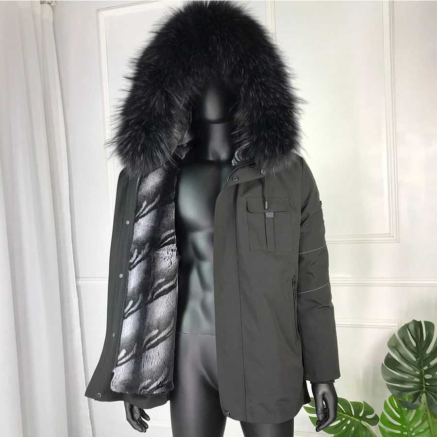 Зимняя куртка верхняя одежда парки из натурального меха Мужская Роскошная