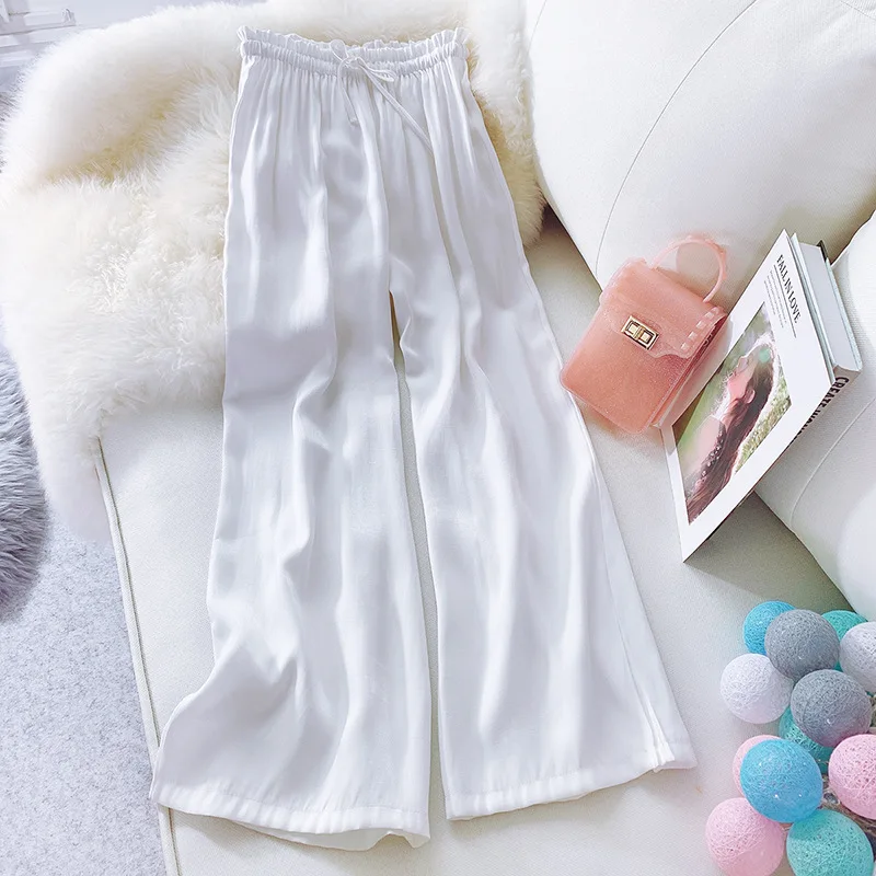 Гладкие атласные брюки с завязками для лица|Брюки| |