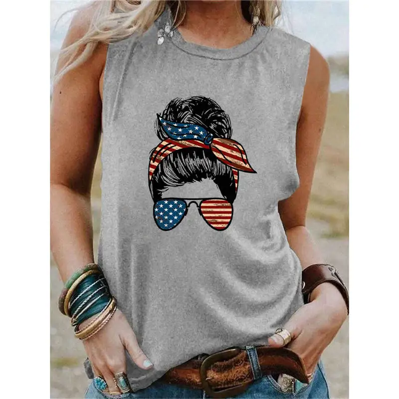 

Женский Американский Жилет с цветочным рисунком, летняя хипстерская рубашка без рукавов со слоганом, Женская забавная модная мягкая футбол...