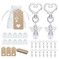30 pcs angel keychain souvenir wedding gifts baby shower favor gifts set with tag drawstring candy bag