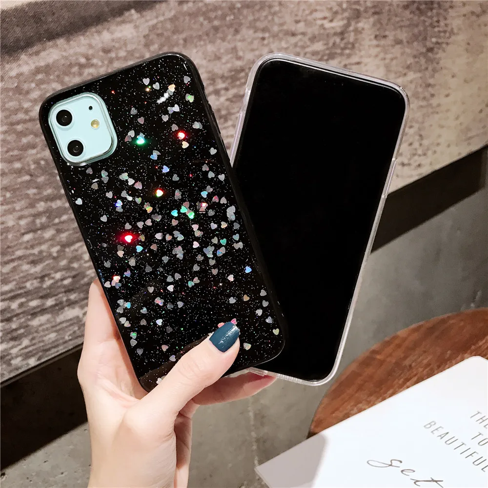 QINUO милый блестящий чехол для iPhone 11 Pro MAx 6 6s 7 8 Plus глянцевый эпоксидный прозрачный