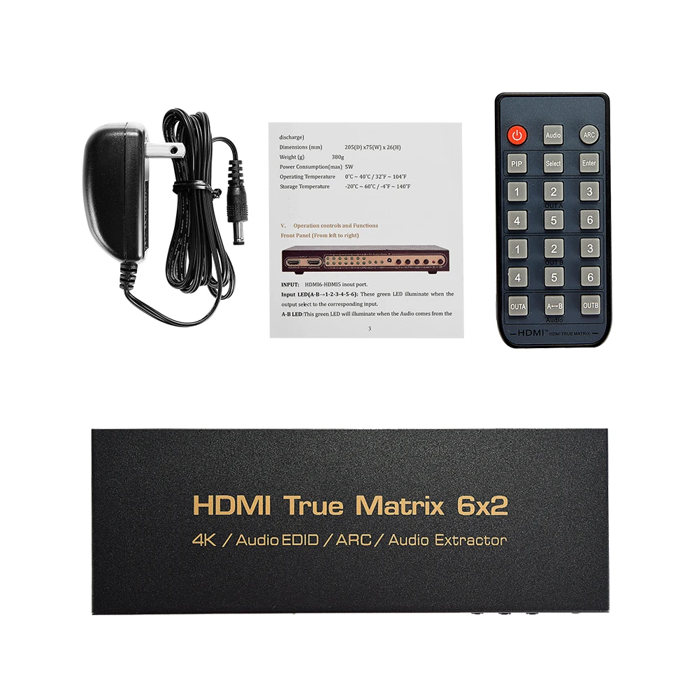 Матричный Коммутатор HDMI 6X 2 4K экстрактор звука EDID ARC 6 в выхода