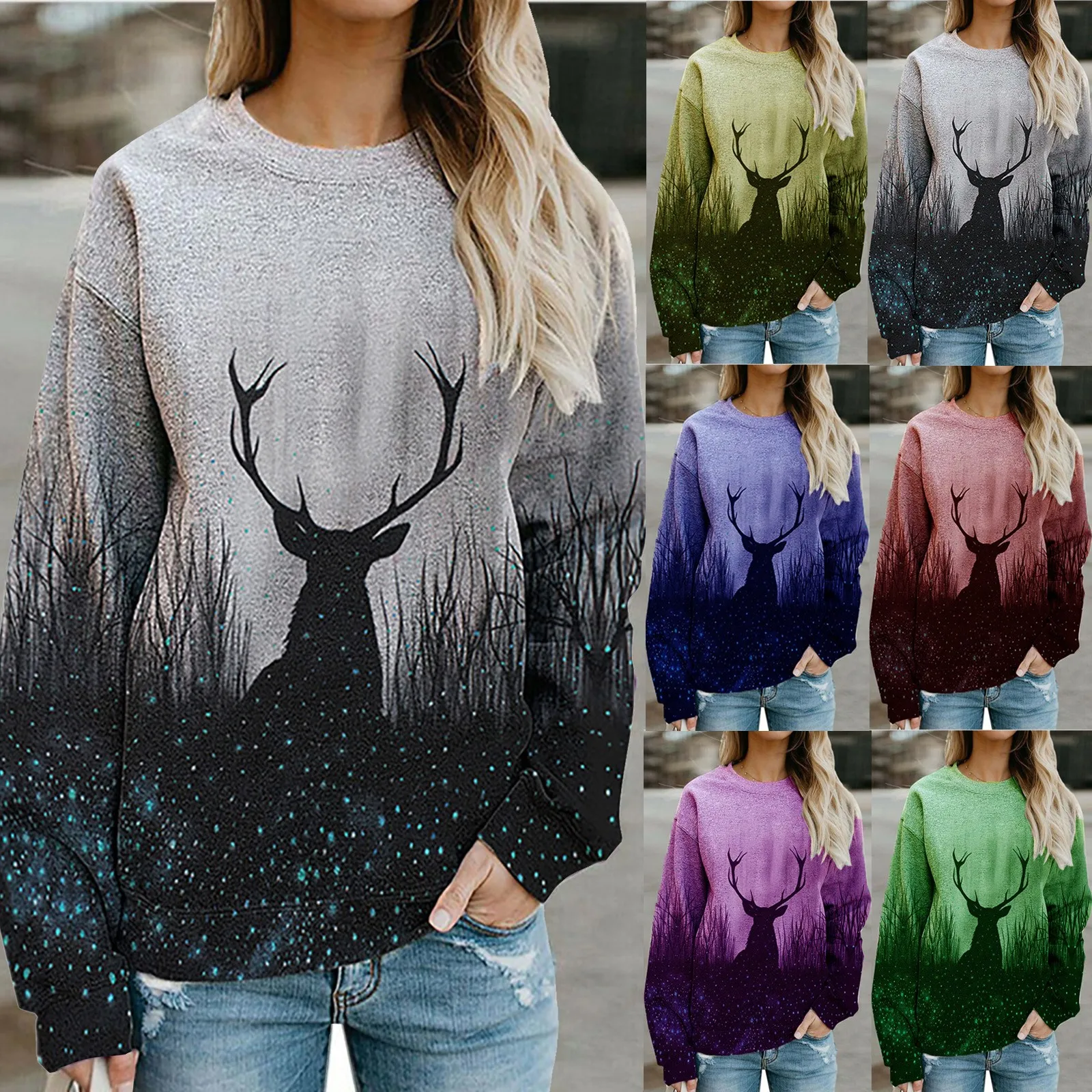 Женский Повседневный пуловер с длинным рукавом и круглым вырезом | Женская